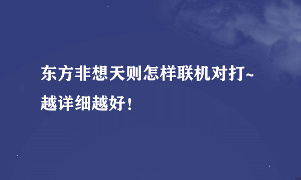 东方非想天则怎样联机对打~越详细越好！