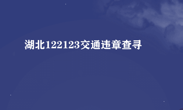 湖北122123交通违章查寻