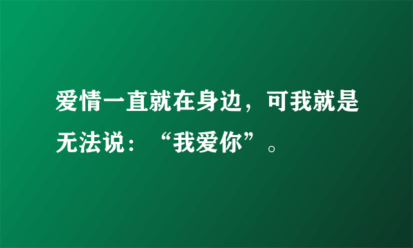 爱情一直就在身边，可我就是无法说：“我爱你”。