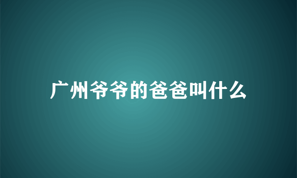 广州爷爷的爸爸叫什么