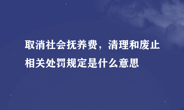 取消社会抚养费，清理和废止相关处罚规定是什么意思