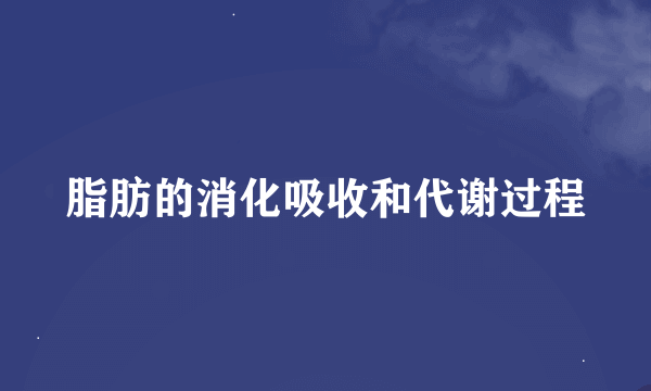 脂肪的消化吸收和代谢过程