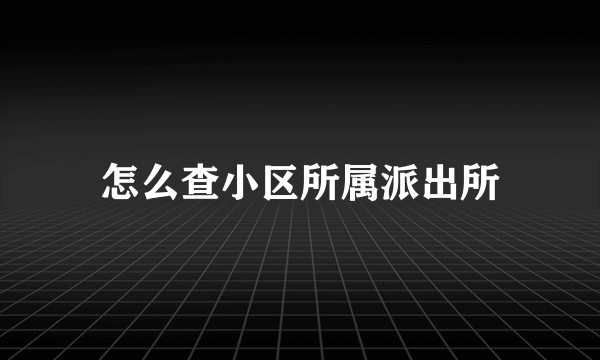 怎么查小区所属派出所