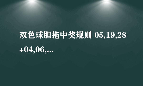 双色球胆拖中奖规则 05,19,28+04,06,08,10,12,13,15,16,18,20,21,22,24,25,26,29,31|02,06,08,12,14