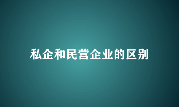 私企和民营企业的区别