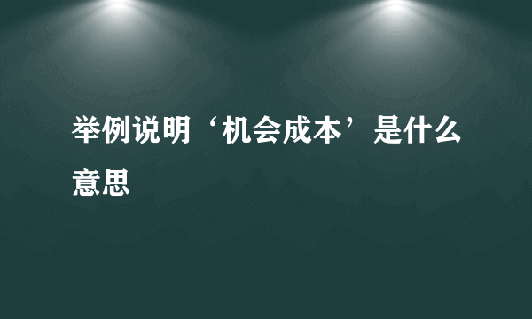 举例说明‘机会成本’是什么意思