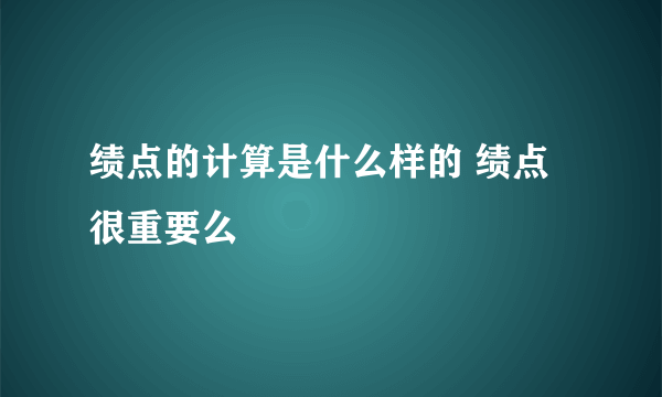 绩点的计算是什么样的 绩点很重要么