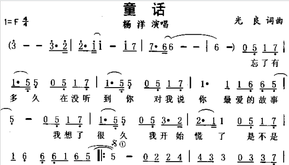 童话的数字简谱开始是14341 14341 1434 求大神给补充完整？