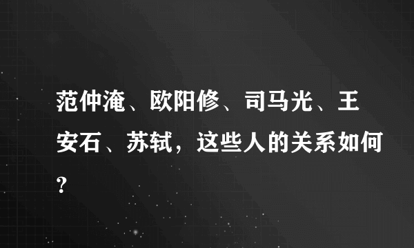 范仲淹、欧阳修、司马光、王安石、苏轼，这些人的关系如何？