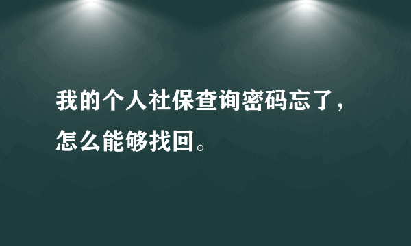 我的个人社保查询密码忘了，怎么能够找回。