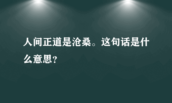 人间正道是沧桑。这句话是什么意思？