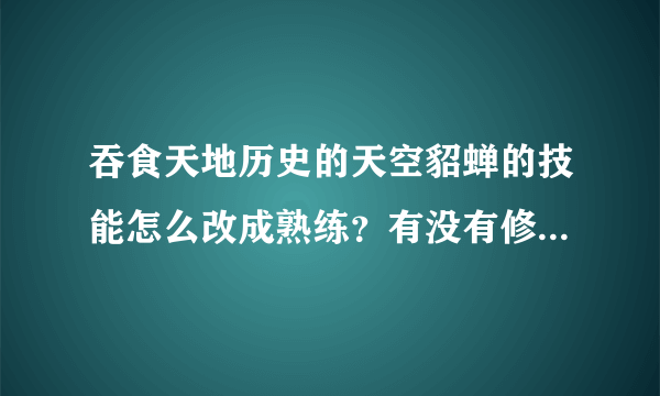 吞食天地历史的天空貂蝉的技能怎么改成熟练？有没有修改器之类的