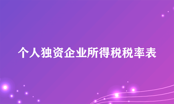 个人独资企业所得税税率表