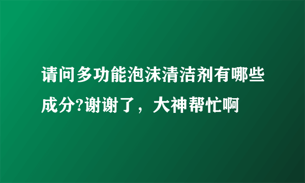 请问多功能泡沫清洁剂有哪些成分?谢谢了，大神帮忙啊