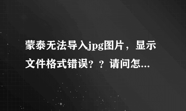 蒙泰无法导入jpg图片，显示文件格式错误？？请问怎么解决啊？