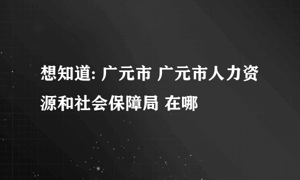 想知道: 广元市 广元市人力资源和社会保障局 在哪