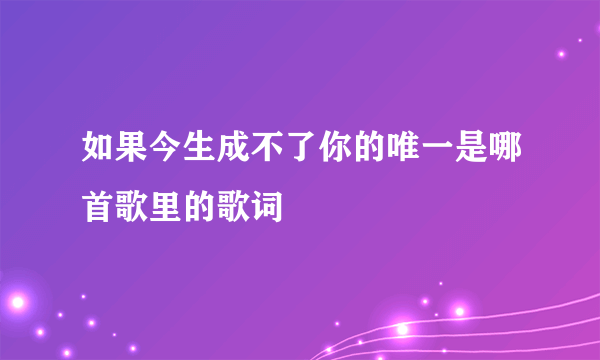 如果今生成不了你的唯一是哪首歌里的歌词