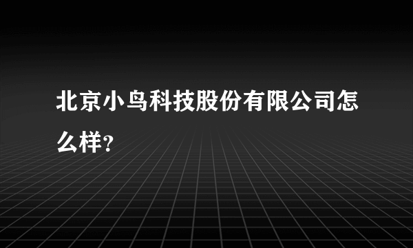 北京小鸟科技股份有限公司怎么样？