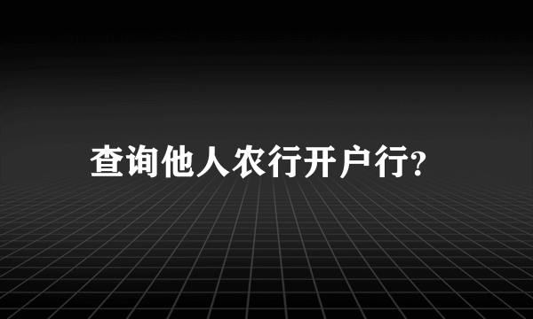 查询他人农行开户行？