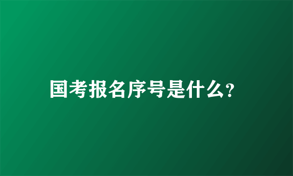 国考报名序号是什么？