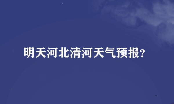 明天河北清河天气预报？