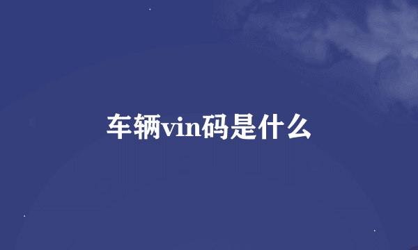 车辆vin码是什么