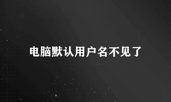 电脑默认用户名不见了