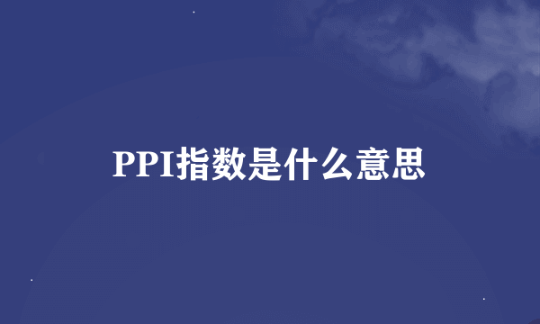 PPI指数是什么意思