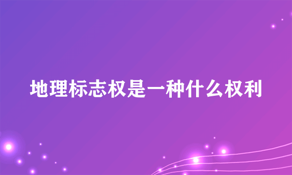 地理标志权是一种什么权利