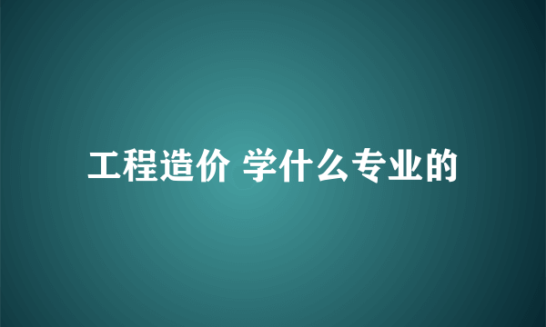 工程造价 学什么专业的