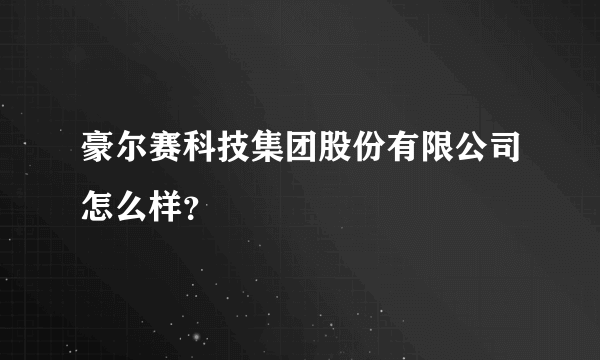 豪尔赛科技集团股份有限公司怎么样？