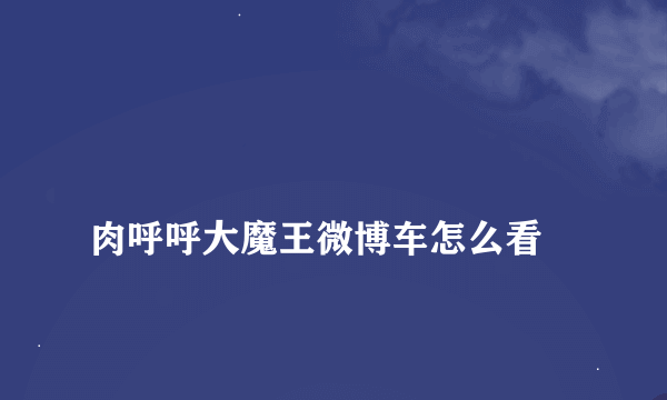 
肉呼呼大魔王微博车怎么看

