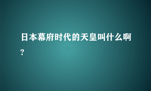 日本幕府时代的天皇叫什么啊?