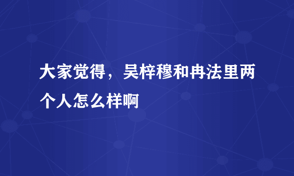 大家觉得，吴梓穆和冉法里两个人怎么样啊