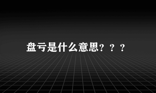 盘亏是什么意思？？？