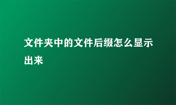 文件夹中的文件后缀怎么显示出来