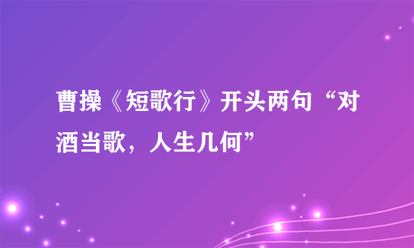 曹操《短歌行》开头两句“对酒当歌，人生几何”