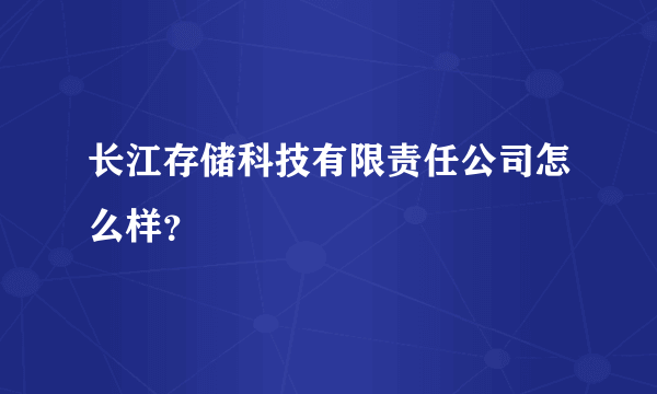 长江存储科技有限责任公司怎么样？