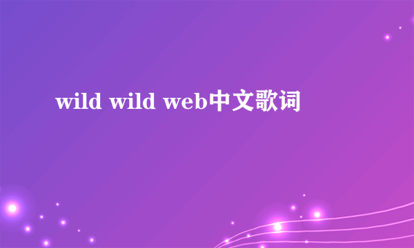 wild wild web中文歌词