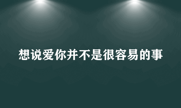 想说爱你并不是很容易的事