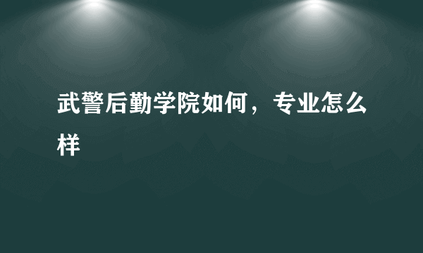 武警后勤学院如何，专业怎么样