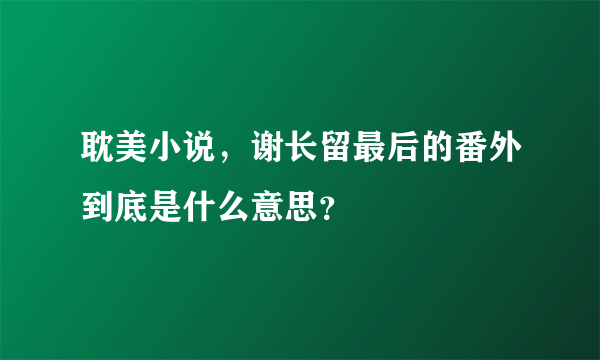 耽美小说，谢长留最后的番外到底是什么意思？