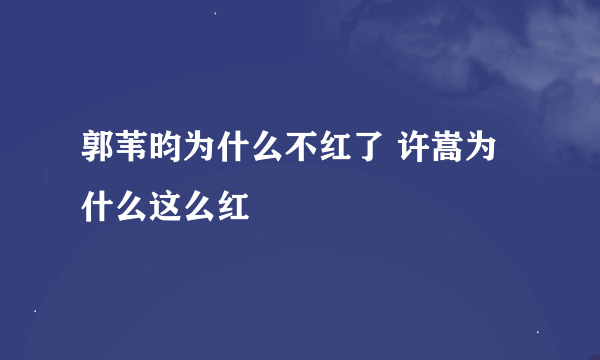 郭苇昀为什么不红了 许嵩为什么这么红