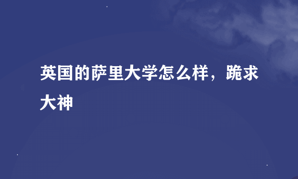 英国的萨里大学怎么样，跪求大神