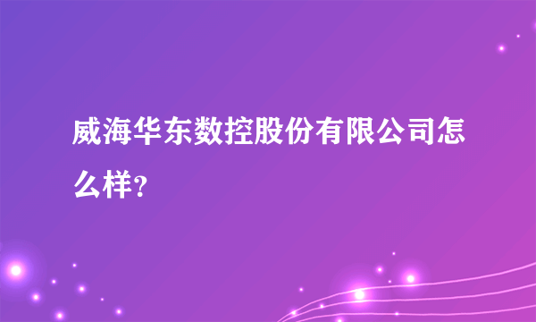 威海华东数控股份有限公司怎么样？