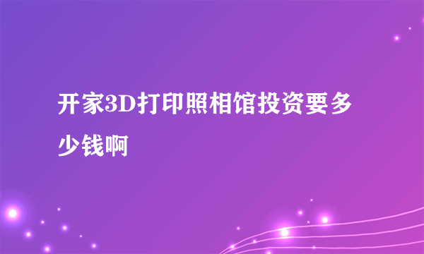 开家3D打印照相馆投资要多少钱啊