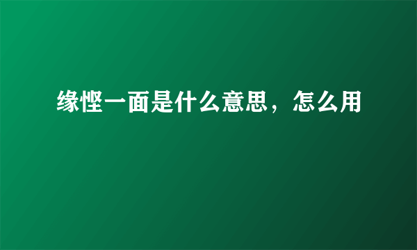 缘悭一面是什么意思，怎么用