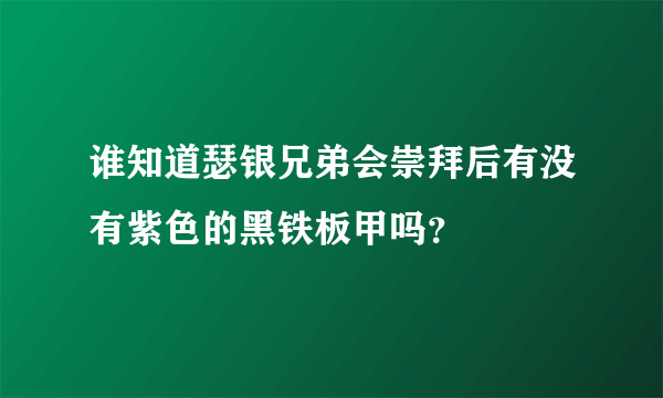 谁知道瑟银兄弟会崇拜后有没有紫色的黑铁板甲吗？