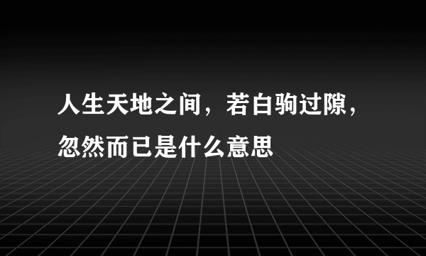 人生天地之间，若白驹过隙，忽然而已是什么意思