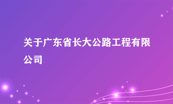 关于广东省长大公路工程有限公司